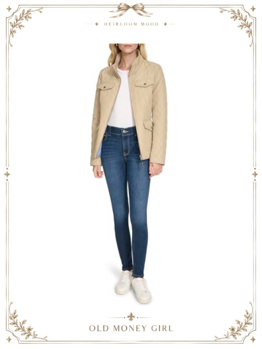 Quilted Barn Jacket Long Sleeve Band Collar Casual Outerwear